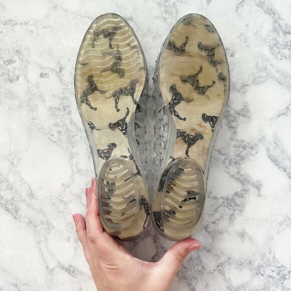 Stuart Weitzman Jellystone Clear Jelly Rhinestone Ballet Flats Silver - Picture 7 of 13